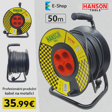 Načítať obrázok do zobrazovača galérie, HANSON PROFESSIONAL PREDLŽOVACÍ KÁBEL NA VALCI 50M 3 X 2,5MM
