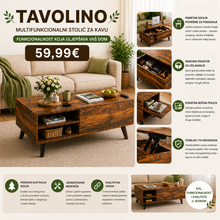 Načítať obrázok do zobrazovača galérie, MULTIFUNKČNÝ DREVENÝ STOLÍK DO OBÝVAČKY – TAVOLINO
