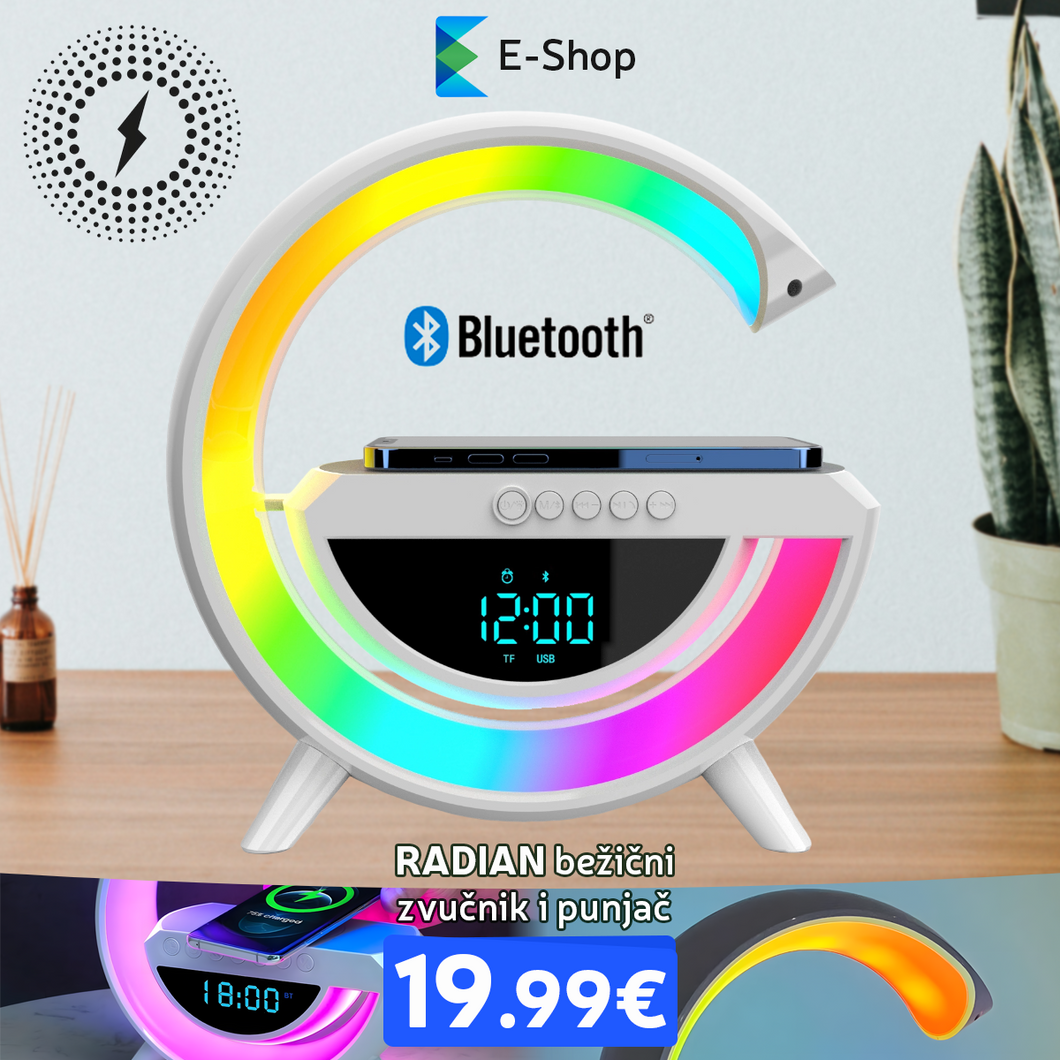 3V1 LAMPA, HUDBA A BEZDRÔTOVÉ NABÍJAČKA-RADIAN